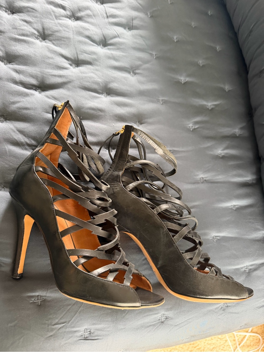 Isabel Marant black sexy Strappy High Heel Sandals for Women